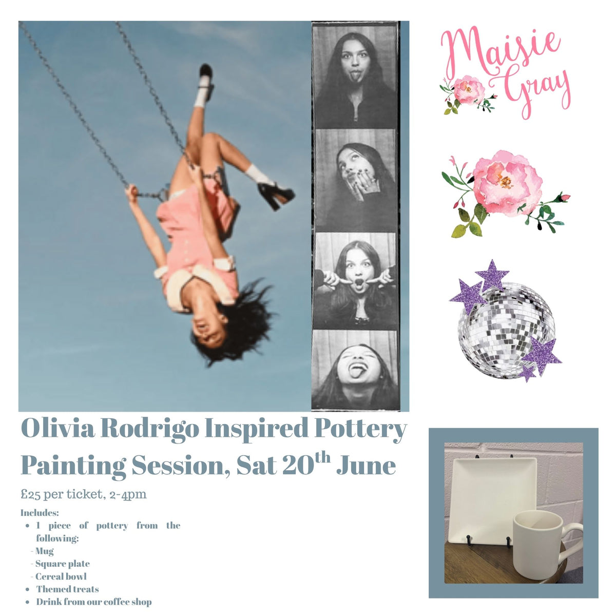 Olivia Rodrigo Inspired Pottery Painting Session - 20th June