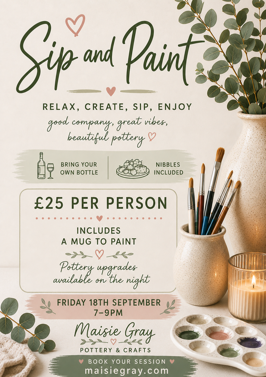 Sip & Paint Linlithgow | Pottery Painting Nights | Mhairi Connor Designs Linlithgow