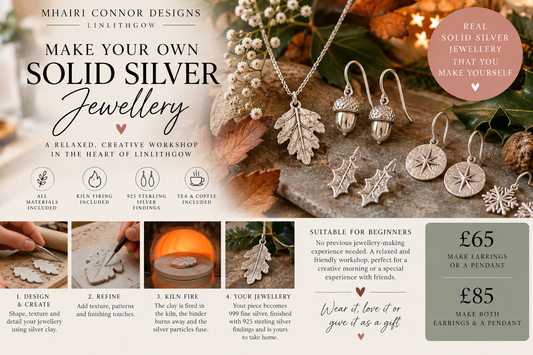Make your own solid silver jewellery workshop in Linlithgow - 999 fine silver