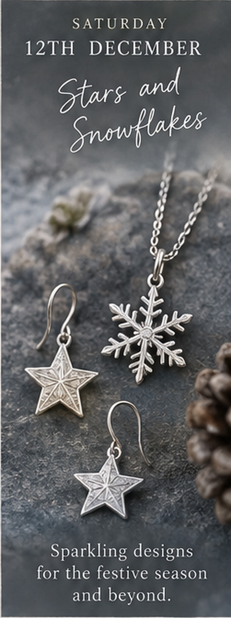 12 December Christmas stars and snowflakes solid silver jewellery workshop in Linlithgow