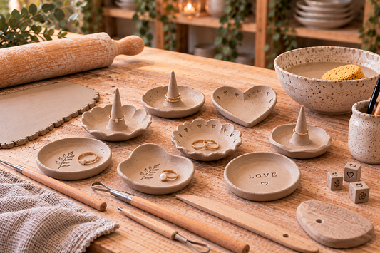 Hand-built trinket dishes and ring holders pottery workshop at Mhairi Connor Designs in Linlithgow